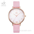 Shengke Top Brand Fashion Ladies Watches Leather Female Quartz Watch Women Thin Casual Strap Watch Reloj Mujer Marble Dial SK